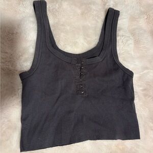 Aerie Charcoal Gray Ribbed Tank Top